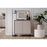 Buffet - ARONA 01A - Beige / Noir - 2 portes - 90 x 90 x 38 cm