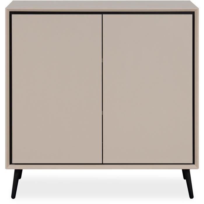 Buffet - ARONA 01A - Beige / Noir - 2 portes - 90 x 90 x 38 cm