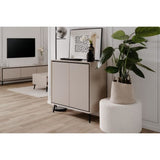 Buffet - ARONA 01A - Beige / Noir - 2 portes - 90 x 90 x 38 cm
