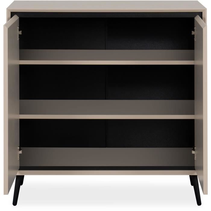 Buffet - ARONA 01A - Beige / Noir - 2 portes - 90 x 90 x 38 cm