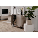 Buffet - ARONA 01A - Beige / Noir - 2 portes - 90 x 90 x 38 cm
