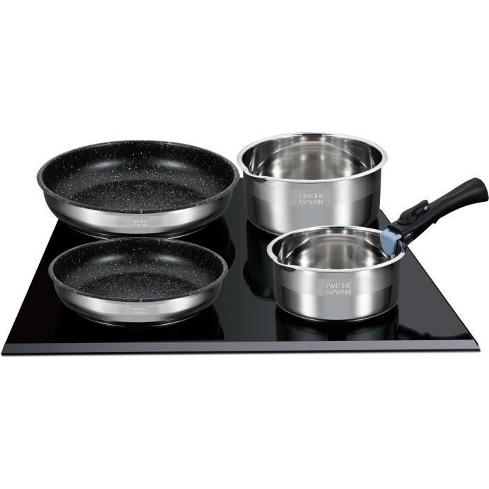 Batterie de cuisine induction - Arthur Martin - AM1275 - Acier inoxydable - 15 pieces - Poignée amovible - Tous feux dont induction