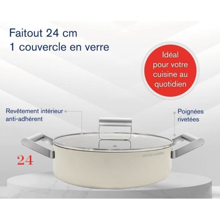 Faitout - ARTHUR MARTIN - AM6523 - 24 cm avec couvercle - Aluminium ForgÈ - Tous feux dont induction + four