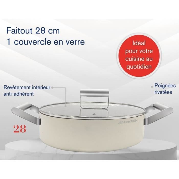 Faitout - ARTHUR MARTIN - AM1102 - 28 cm avec couvercle - Aluminium ForgÈ - Tous feux dont induction + four