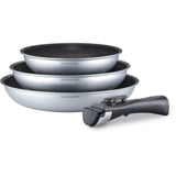 Batterie de cuisine - Tous feux dont induction - Arthur Martin - AM521S - Aluminium - Anti-adhérent - 3 pieces - Poignée amovible