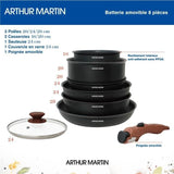 Batterie de cuisine 8 pieces ARTHUR MARTIN - Aluminium - PoignÈe Bois - Tous feux dont induction