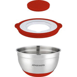 Set de saladiers - ARTHUR MARTIN - AM032 - 16-20-24 cm - Couvercles hermétiques - Acier inoxydable - Fond en silicone anti-dérapant