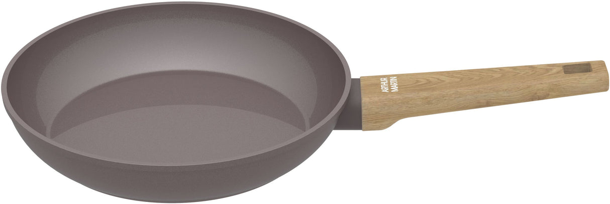 Set de 3 poeles - Tous feux dont induction - ARTHUR MARTIN - AM1052 - Revetement céramique - Ø 20-24-28 cm - Taupe