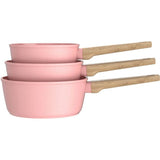 Set de 3 casseroles - Tous feux dont induction - ARTHUR MARTIN - AM0702 - Revetement céramique - Ø 16-18-20 cm - Rose