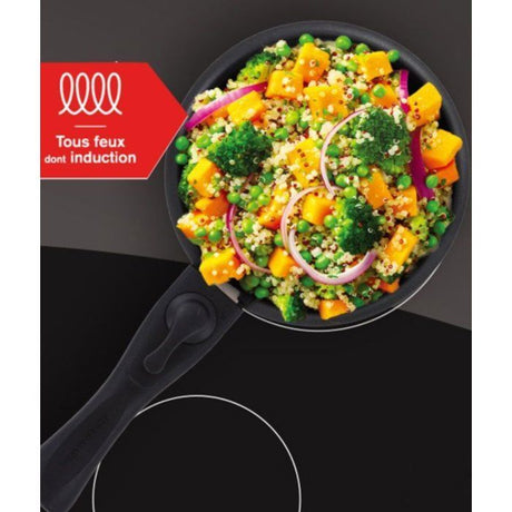 Set de 2 casseroles - Tous feux dont induction - ARTHUR MARTIN - AM2984 - Anti-adhésif - Ř 16-20 cm + Poignée amovible - Gris mat