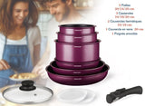 Batterie de cuisine - Tous feux dont induction - ARTHUR MARTIN - AM2991 - Aluminium revetement anti-adhésif - 10 pieces - Prune