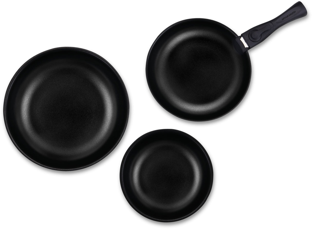 Batterie de cuisine - Tous feux dont induction - ARTHUR MARTIN - AM2991 - Aluminium revetement anti-adhésif - 10 pieces - Prune