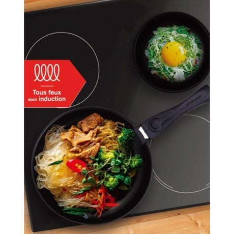 Batterie de cuisine - Tous feux dont induction - ARTHUR MARTIN - AM2991 - Aluminium revetement anti-adhésif - 10 pieces - Prune