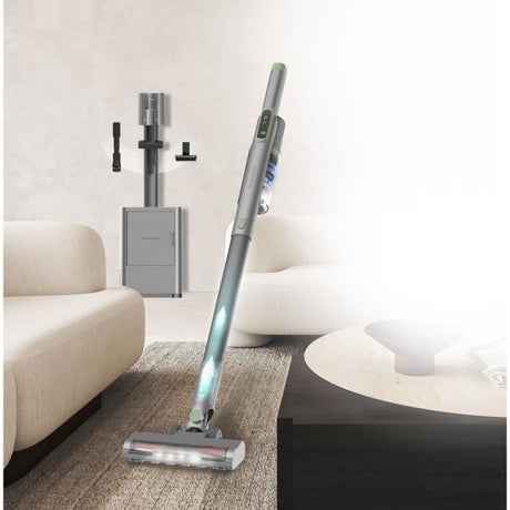 Aspirateur Balai avec base de vidange - ARTHUR MARTIN - AMAB148 – 200 W – 40 min d'autonomie – 80 AW - Gris