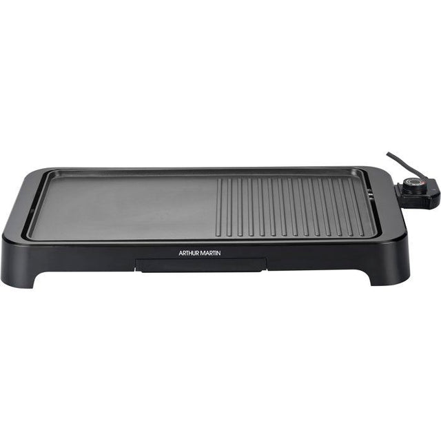 Plancha Grill électrique - ARTHUR MARTIN - AMPL204 - 2000 W - Double zone - Plaque anti-adhésive - Thermostat réglable - Noir