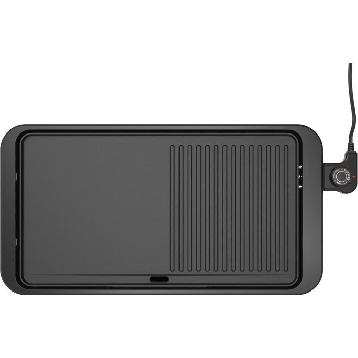 Plancha Grill électrique - ARTHUR MARTIN - AMPL204 - 2000 W - Double zone - Plaque anti-adhésive - Thermostat réglable - Noir