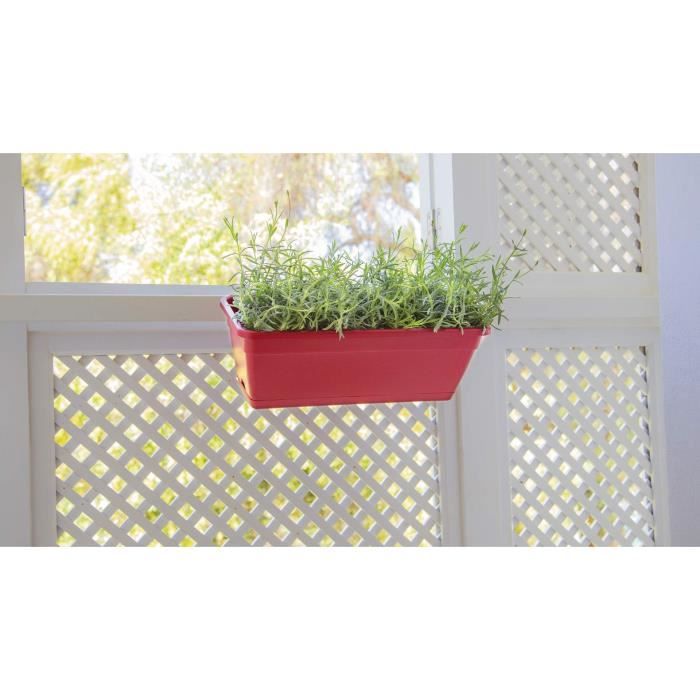 ARTEVASI Kit Jardiniere VENEZIA avec réserve d'eau - Gris anthracite - 10L - 49 x 19,5 x 16,6 cm -