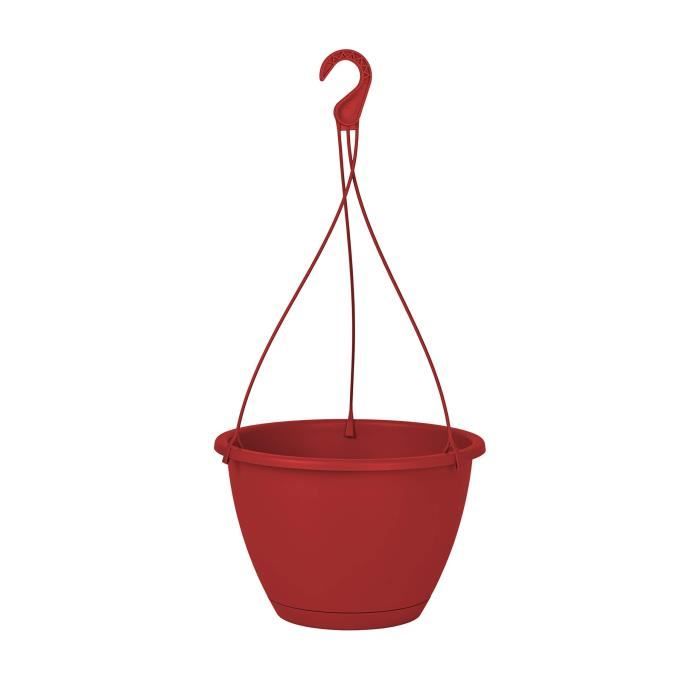 ARTEVASI Pot de fleurs suspendu Algarve - 8 L - 31 x 31 x 20,5 cm - Rouge foncÈ