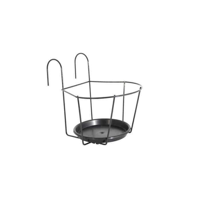 ARTEVASI Balcony Pot Holder with Saucer - 25 x 25 cm - Anthracite Grey