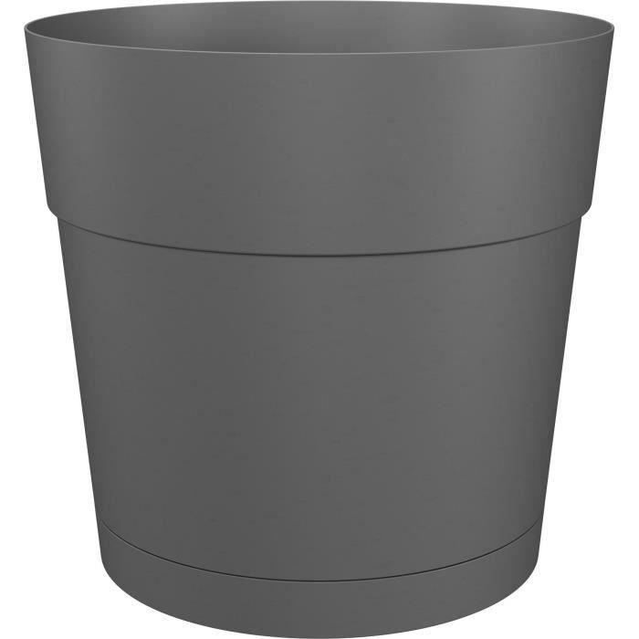 CAPRI LARGE round flower and plant pot - Plastic - Water tank - diameter 30 cm - Anthracite - ARTEVASI