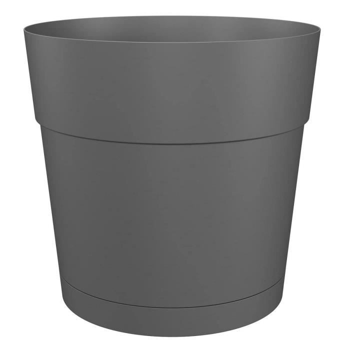 Pot a fleurs et plantes rond CAPRI LARGE - Plastique - RÈservoir d'eau - diametre 30 cm - Anthracite - ARTEVASI