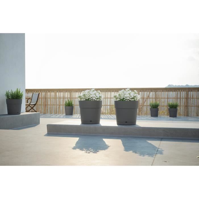 ARTEVASI Pot de fleurs rond CAPRI LARGE - Plastique - Réservoir d'eau - diametre 50 cm - Blanc - 49,5 x 49,5 x 47,2 cm