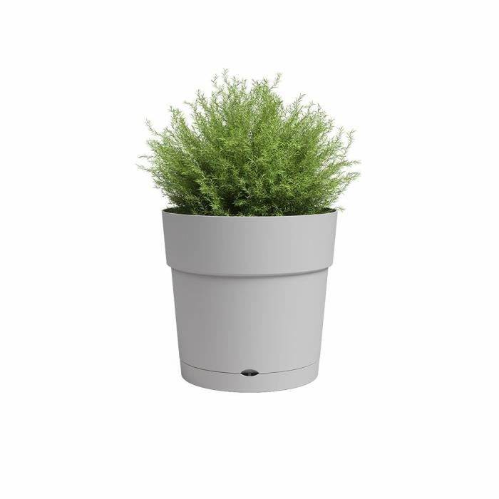 Pot a fleurs et plantes rond CAPRI LARGE - Plastique - RÈservoir d'eau - diametre 30 cm - Gris clair - ARTEVASI