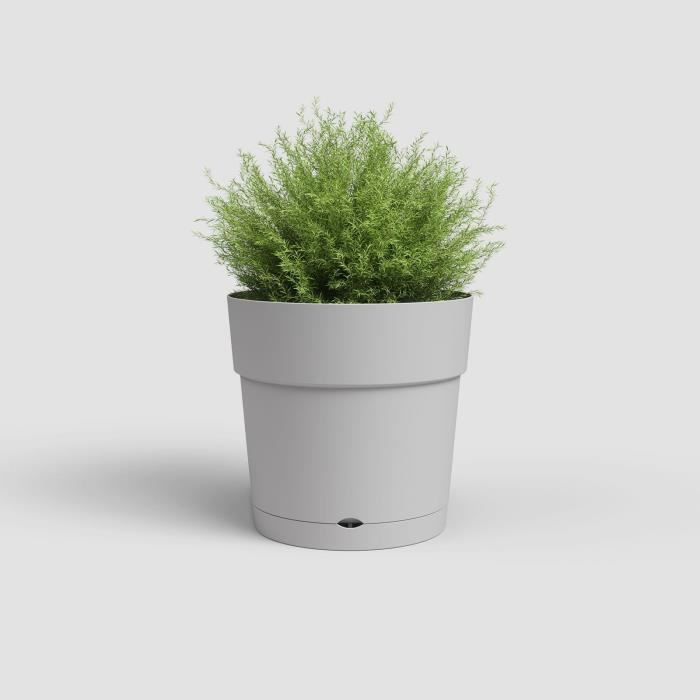 Pot a fleurs et plantes rond CAPRI LARGE - Plastique - RÈservoir d'eau - diametre 30 cm - Gris clair - ARTEVASI