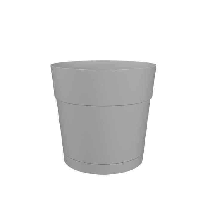 CAPRI LARGE round flower and plant pot - Plastic - Water tank - diameter 35 cm - Light gray - ARTEVASI