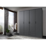 Armoire - Décor Graphite - 4 portes battantes - 2 tiroirs - L180 x P58 x H199 cm - ARTA