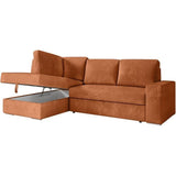 CanapÈ d'angle gauche 3 places convertible ADEN avec coffre en velours cÙtelÈ - Terracotta - L246 x P174 x H96cm - LOUNGITUDE