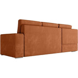 CanapÈ d'angle gauche 3 places convertible ADEN avec coffre en velours cÙtelÈ - Terracotta - L246 x P174 x H96cm - LOUNGITUDE
