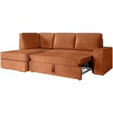 CanapÈ d'angle gauche 3 places convertible ADEN avec coffre en velours cÙtelÈ - Terracotta - L246 x P174 x H96cm - LOUNGITUDE
