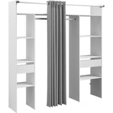 Dressing double ARTIC - L 198 x P 40 x H 203 cm - Blanc + rideau Made in France