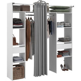Dressing double ARTIC - L 198 x P 40 x H 203 cm - Blanc + rideau Made in France
