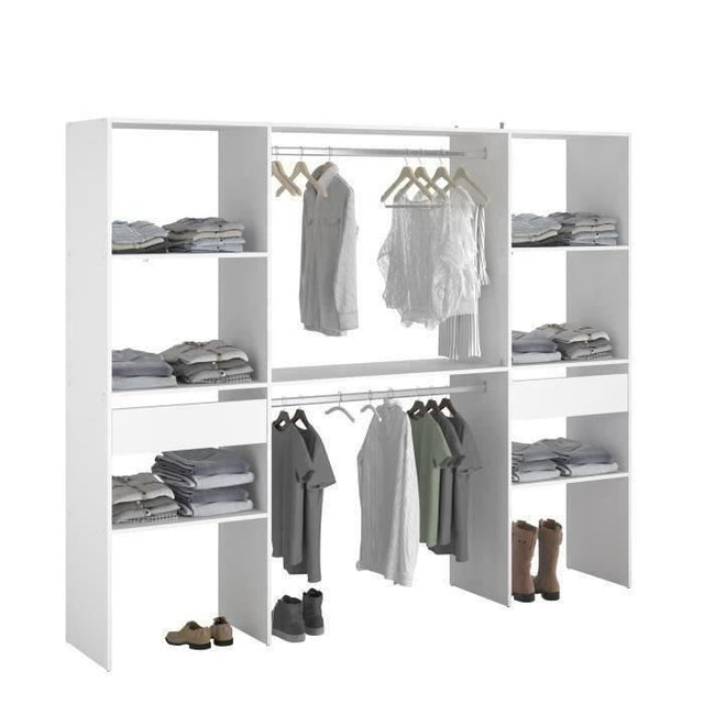 Dressing double ARTIC - L 220 x P 40 x H 180 cm - Blanc - Made in France