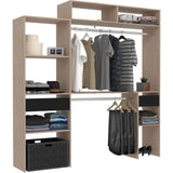 Kit dressing extensible ARTIC EKIPA - Chene et noir - 2 penderies + 2 tiroirs + Surmeuble - L198 x P40 x H202 cm