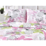 Parure de lit - 1 housse de couette 220 x 240 cm + 2 taies d'oreiller 60 x 60 cm - 65% coton, 35% polyester - Rose