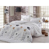 Parure de lit - 1 housse de couette 220 x 240 cm + 2 taies d'oreiller 60 x 60 cm - 65% coton, 35% polyester - Blanc
