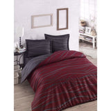 Parure de lit - 1 housse de couette 220 x 240 cm + 2 taies d'oreiller 60 x 60 cm - 65% coton, 35% polyester - Rouge