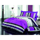 Parure de lit - 1 housse de couette 220 x 240 cm + 2 taies d'oreiller 60 x 60 cm - 100% coton renforcé - Lilas