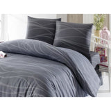 Parure de lit - 1 housse de couette 220 x 240 cm + 2 taies d'oreiller 60 x 60 cm - 65% coton, 35% polyester - Gris
