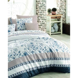 Parure de lit - 1 housse de couette 220 x 240 cm + 2 taies d'oreiller 60 x 60 cm - 100% coton renforcé - Bleu