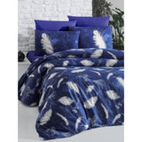 Parure de lit - 1 housse de couette 220 x 240 cm + 2 taies d'oreiller 60 x 60 cm - 100% coton renforcé - Bleu