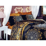 Parure de lit - 1 housse de couette 220 x 240 cm + 2 taies d'oreiller 60 x 60 cm - 100% coton renforcé - Noir