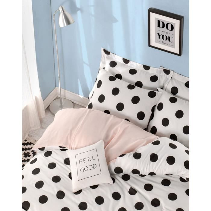 Parure de lit - 1 housse de couette 220 x 240 cm + 2 taies d'oreiller 60 x 60 cm - 65% coton, 35% polyester - Blanc