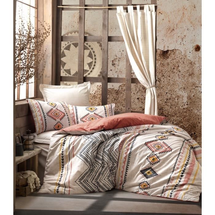 Parure de lit - 1 housse de couette 220 x 240 cm + 2 taies d'oreiller 60 x 60 cm - 100% coton renforcé - Rouge