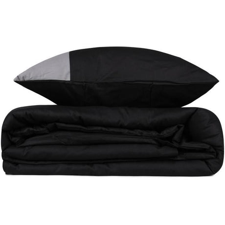 Parure de lit - 1 housse de couette 220 x 240 cm + 2 taies d'oreiller 60 x 60 cm - 100% coton renforcé - Noir