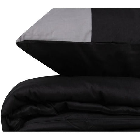 Parure de lit - 1 housse de couette 220 x 240 cm + 2 taies d'oreiller 60 x 60 cm - 100% coton renforcé - Noir