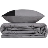 Parure de lit - 1 housse de couette 220 x 240 cm + 2 taies d'oreiller 60 x 60 cm - 100% coton renforcé - Gris